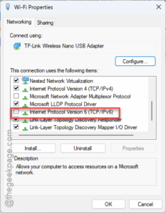 internet ipv6 uncheck