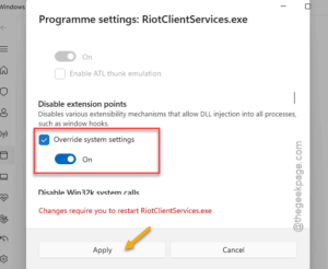 override system settings
