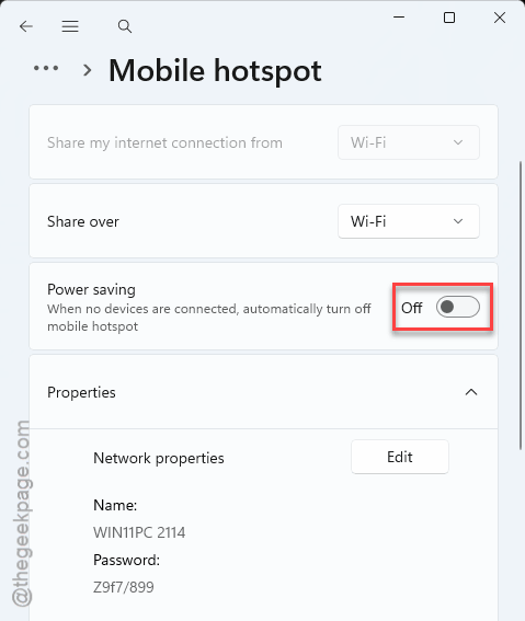 Fix Mobile Hotspot Turning Off Instantly in Windows 11 2 powersaving off