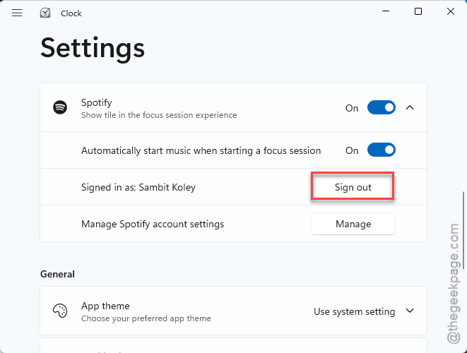 Fix Focus Sessions Not Starting in Windows 11 (Clock App) 1 sign out spotifu