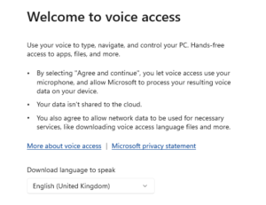 welcome to voice access