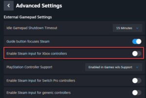 enable steam input for xbox disable