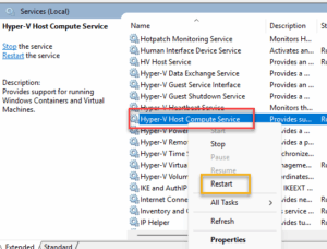 hyper v host compute restart