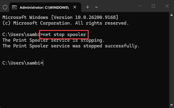 Fix Print Support App Unresponsive on USB Printer (Windows 11) 3 net stop spooler