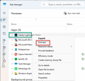 adobe light room end task