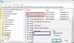 enable cursor suppress 0