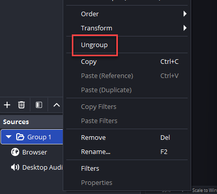 Fix OBS Studio 31 Grouped Sources Changing Size and Scaling 2 ungroup
