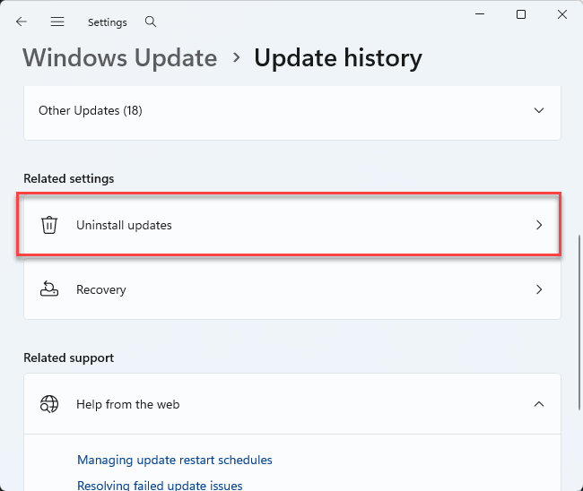 Fix AMD Radeon Game Crashes from Win 11 KB5124010 Update 2 uninstall updates 1